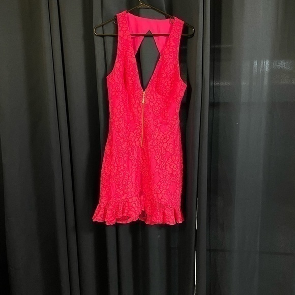 NBD Dresses & Skirts - NBD × NAVEN Lace Zip front Dress in Pink